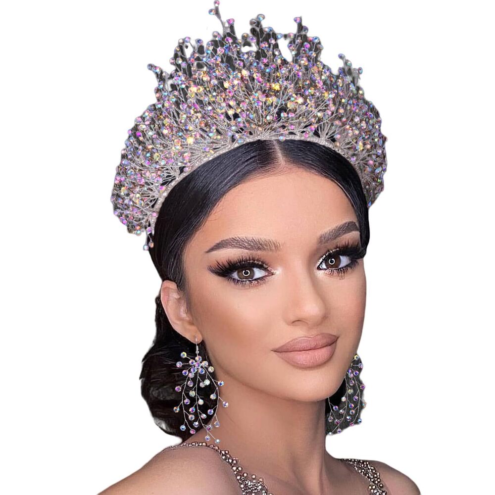 4464 Bridal Rhinestone Crown Hair Accessories, Colorful Rhinestone Hair